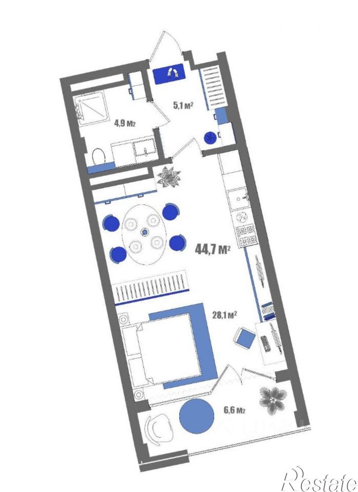 1-комн квартира Набережная улица, 75 к4,  д. 75 к4