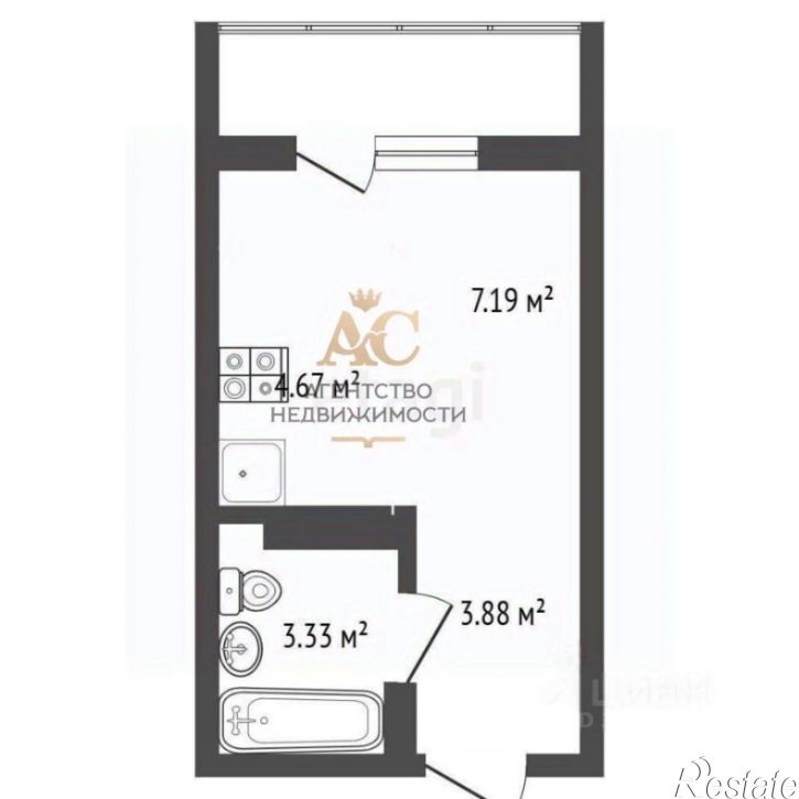 1-комн квартира улица Айвазовского, 8,  д. 8