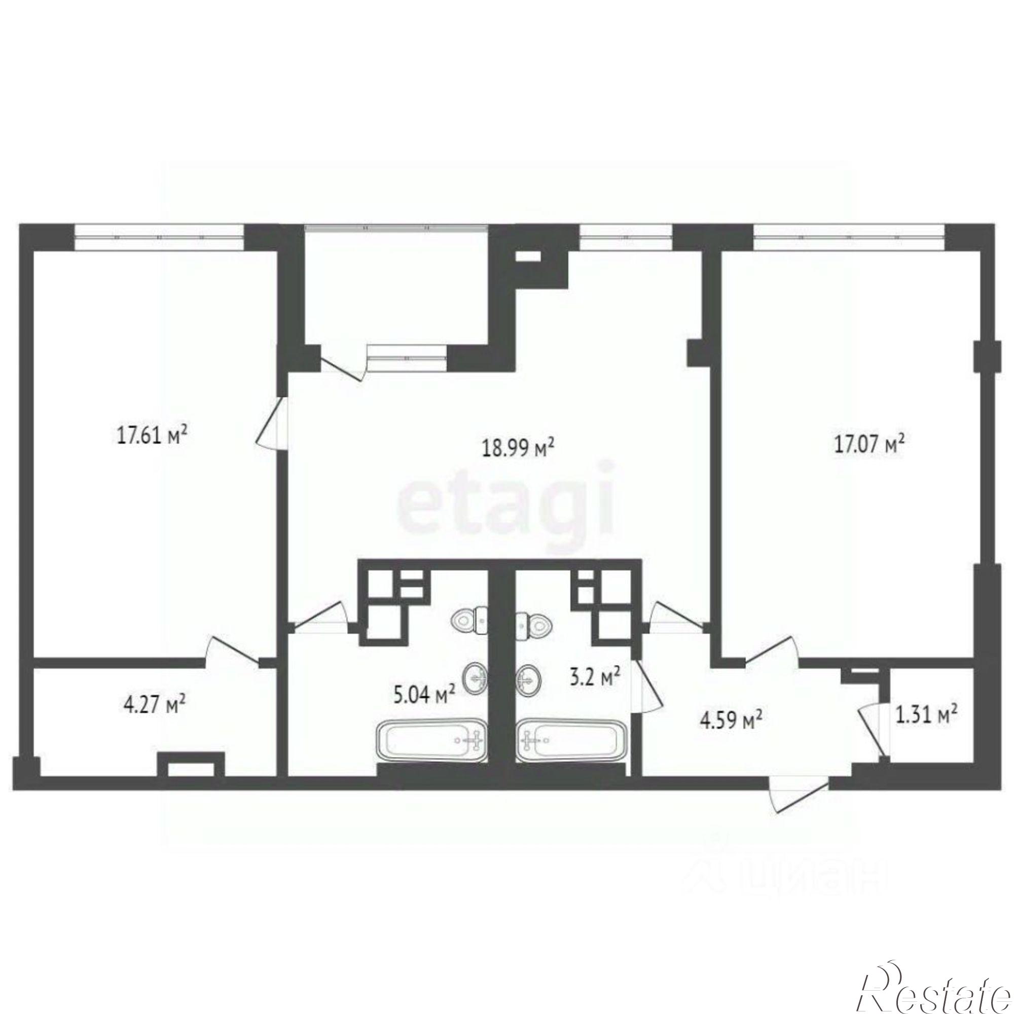 Купить квартиру за 13 500 000 рублей на Серный переулок, 12А