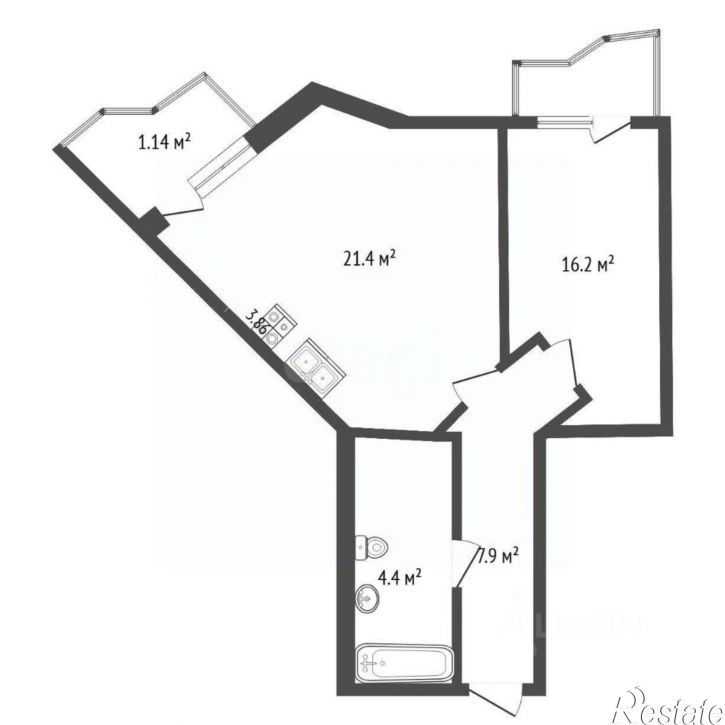1-комн квартира ул Майора Хвостова, 2,  д. 2