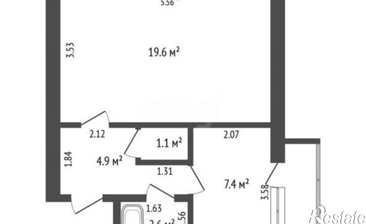 1-комн квартира Октябрьская улица, 34,  д. 34