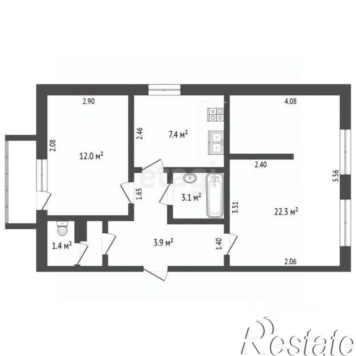 2-комн квартира Алуштинская улица, 45Б,  д. 45Б